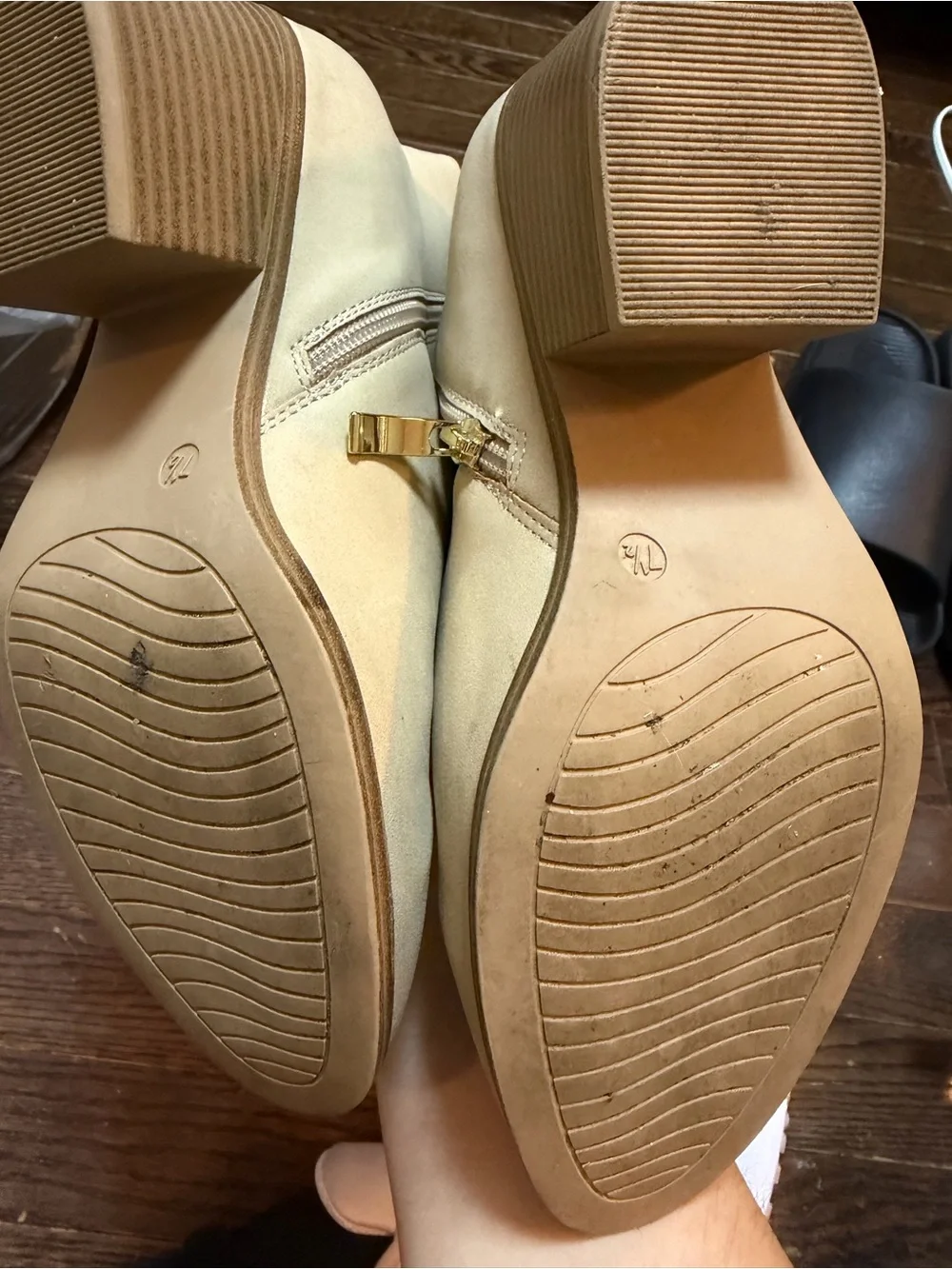 MICHAEL Michael Kors Beige Leather Ankle Booties with Side Zip